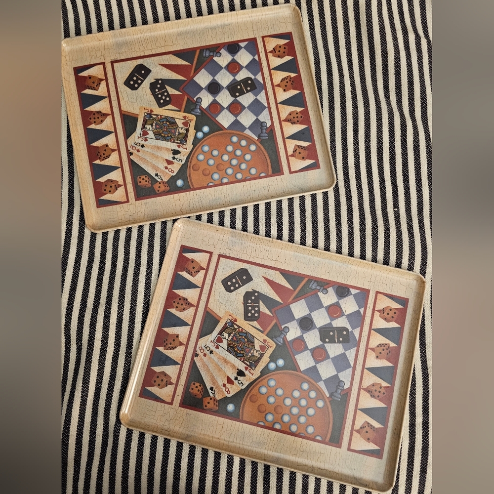 2x Design Imports (Italy) Game Night Melamine Trays